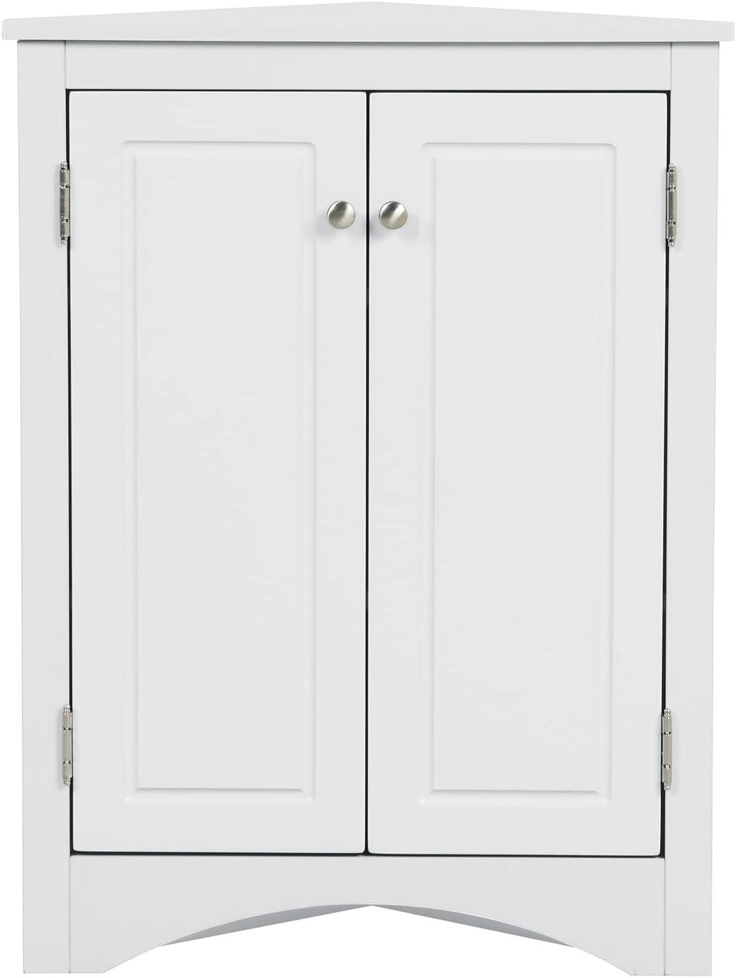 MayBeeWhite Triangle Bathroom Storage Cabinet with Adjustable Shelves, Freestanding Floor Cabinet for Home Kitchen