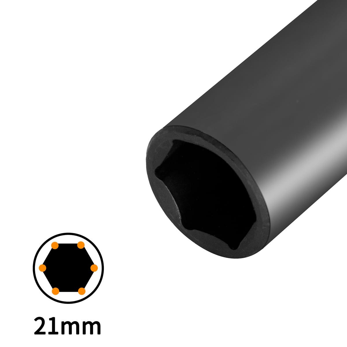 Hlipaty Impact Socket 21mm, 1/2" Square Drive 6 Point Cr-Mo Deep Socket, 78mm Length, Black - Image 3