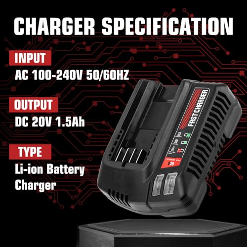 Image of 2Packs Upgarded 4000mAh Batteries and CMCB104 Charger Replacement for Craftsman 20V Battery and Charger Combo, Compatible with Craftsman V20 Lthium ion Battery CMCB202 CMCB201 CMCB204 CMCB206
