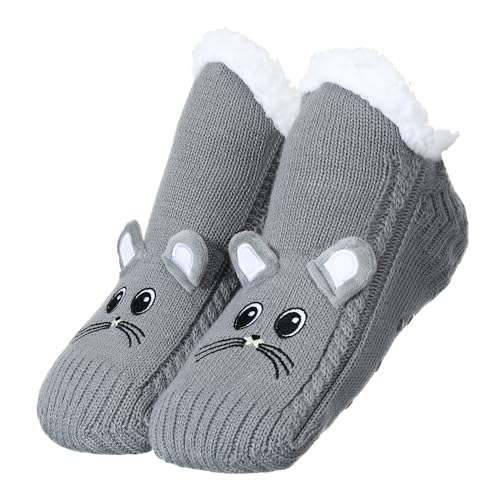 Image of ZYZX Cute Animal Slipper Socks for Women with Grips,Fuzzy Socks Indoor