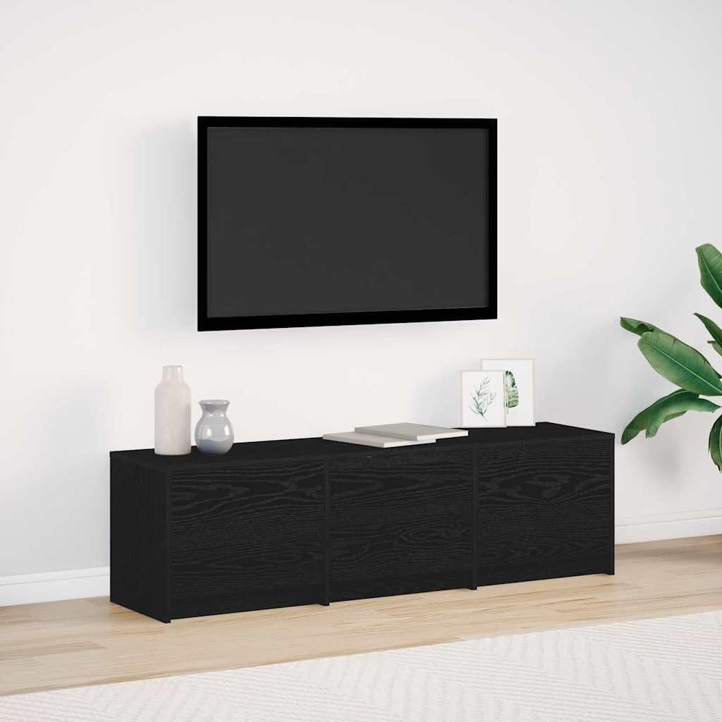 vidaXL Szafka RTV z LED z paskami LED Czarny Dąb 140 x 34 x 40 cm