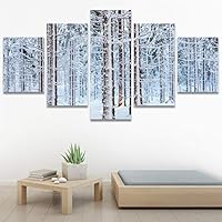 SIGNWIN 5 Panel Canvas Wall Art Modern Art Forest Minimalist Multicolor Nature Photography Relax/Calm for Home Decorations Ready to Hang - 60