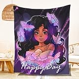 Sunnycitron American Black Girl Throw Blanket Purple Butterfly Flannel Blanket Kids Blanket Plush Bl