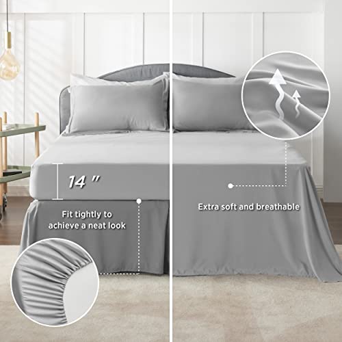 Bedsure Queen Comforter Set - 7 Pieces Reversible Queen Bed Set Bed In A Bag With Comforters Queen Size, Sheets, Pillowcases & Shams, Grey Bedding Sets #TOP4