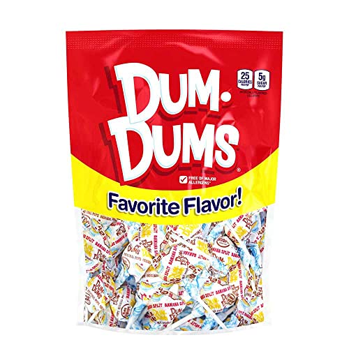 Dum Dums Banana Split Lollipops - Bulk Candy Box with Lollipops Individually Wrapped, Single Flavor Gourmet Suckers - 50 Count