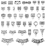 JIALEEY Connectors Bail Tube Beads fit European Charm Bracelet Pendant Mix Tibetan Silver Spacer Bead Hanger for DIY Necklace Jewelry Making 40 PCS
