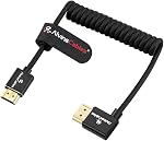 Alvin's Cables 8K 2.1 HDMI Câble enroulé à haute vitesse Angle gauche à angle gauche pour Atomos Ninja V, Portkeys BM5, pour Feelworld Monitor, pour Canon C300, Z CAM E2, Sony FS5| FS7| A7S3 Caméras