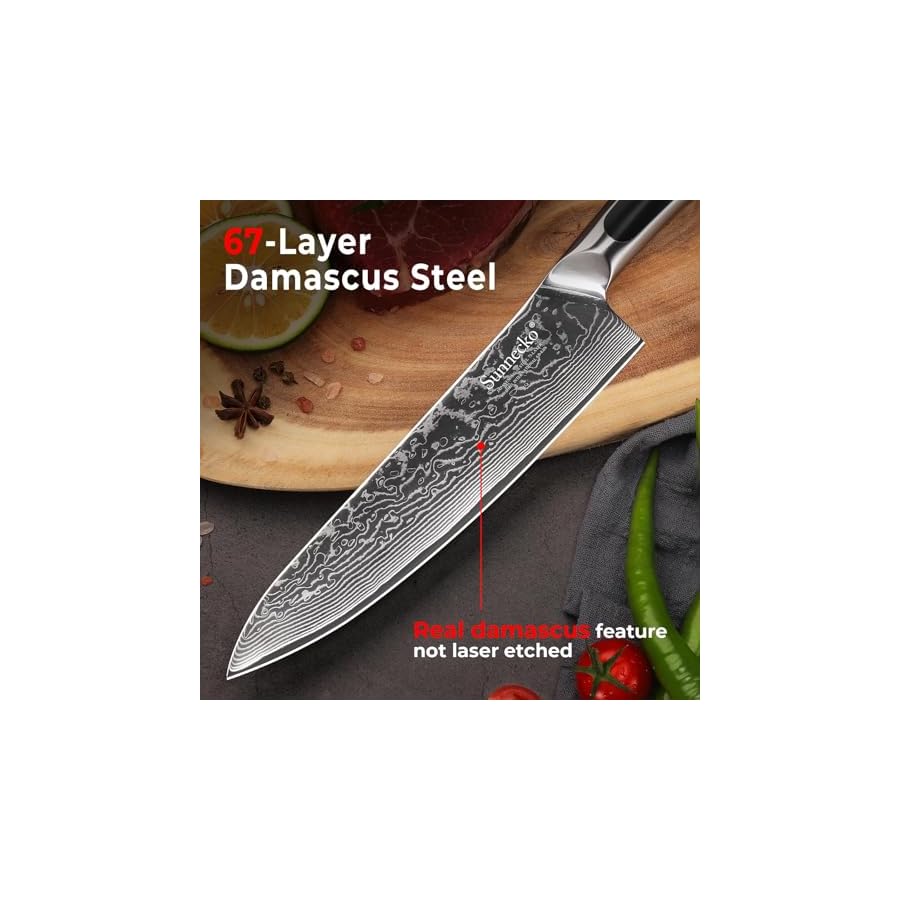 Sunnecko-Damascus-Kitchen-Knife-Set-Sharp-Kitchen-Knife-Set-of-7pcs-with-Japanese-Damascus-Steel-VG10-Professional-Kitchen-Knife-Block-Set-with-Ergonomic-Black-Handle Sunnecko Damascus Kitchen Knife Set - Sharp Kitchen Knife Set of 7pcs with Japanese Damascus Steel VG10 - Professional Kitchen Knife Block Set with Ergonomic Black Handle