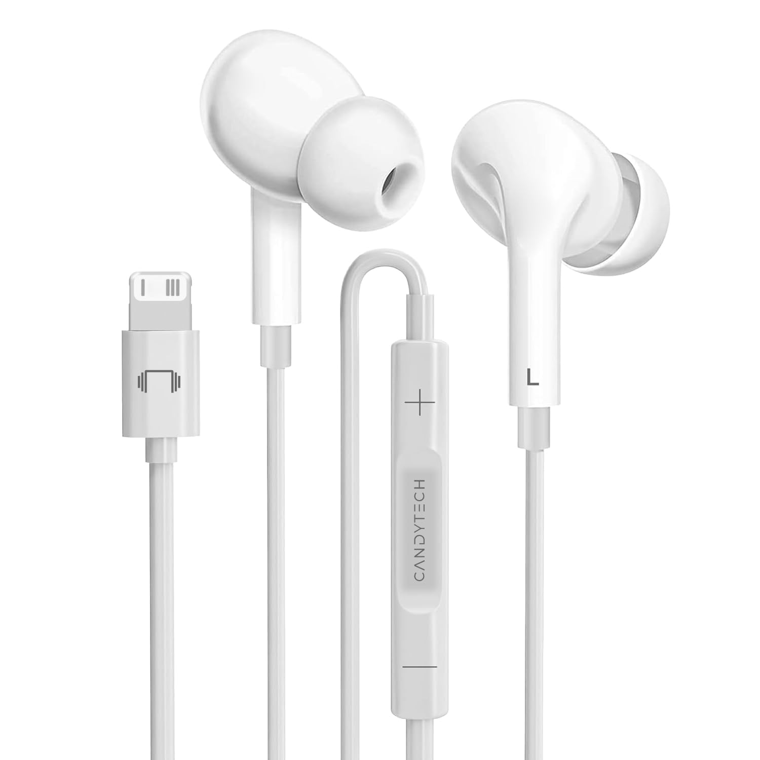 Candytech Wired Earphones with 13mm Drivers, in-Line Mic, Compatible for iPhone 7/8/X/XS/XR/11/12/13/14 Pro, iPad - Noise-Isolating, Stereo Sound, White-picture-35