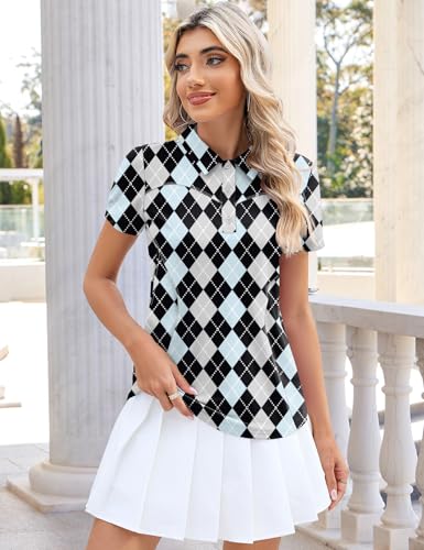 Image of TFSDOD Womens Golf Polo Shirts Collared Short Sleeve T Shirt Lightweight Moisture Wicking Polo Casual 3 Buttons Outfits