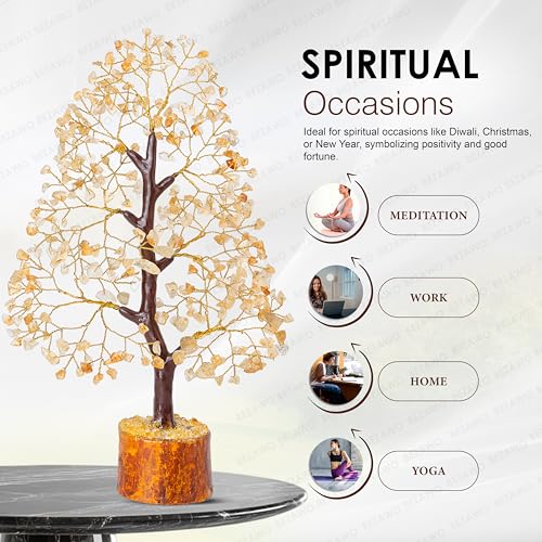 Image of Crocon Citrine Crystals Tree, Gifts, Birthday Gifts for Women 10-12 inch | Gift New Home Decor, Healing Crystals Spiritual Present, Mom Birthday Gift Her, Room Decor, Gemstones Money Tree Positivity