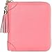 Easyoulife Womens Credit Card Holder Wallet Zip Leather Card Case RFID Blocking (Pink)
