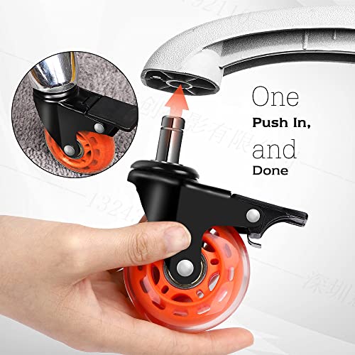 Office Chair Wheels With Brake, Replacement Rubber Chair Casters For Hardwood Floors And Carpet, Set Of 5, Heavy Duty Office Chair Casters For Chairs To Replace Office Chair Mats -Universal Fit. #TOP1