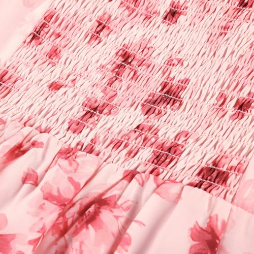 Image of Belle Poque Sun Dresses for Women Spring Summer Floral Midi Flowy Spaghetti Ruffle Wedding Guest Tea Party Dress