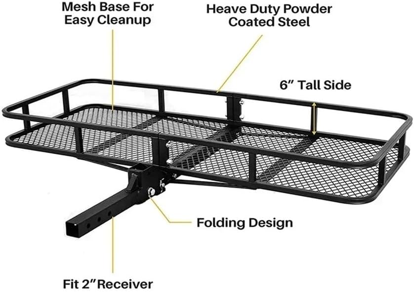 500 Pounds Van Pickup Truck SUV Car 2inch Receiver Folding Mount Trailer Basket Hitch Cargo Luggage Rack