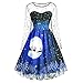 Produktbild VEMOW Weihnachtsfeier Elegantes Kleid Damen Spitze Kurzarm Weihnachten Schnee Druck Lässig Täglich Einzigartiges Design Vintage Swing Kleid(A1-Blau, 46 DE / 3XL CN)