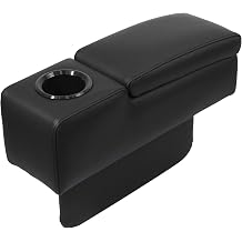 Weilianda Sofa Storage Armrest with Cup Holder, Top Grain Leather Removable Arm Pillow for Loveseat Seating, Couch Caddy Center Armrest Insert Between Cushions Black