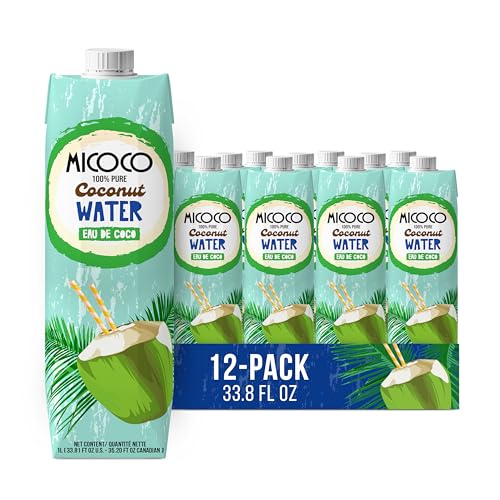 MICOCO Coconut Water, No Added Sugar, (1L) 33.8 Fl Oz (Pack of 12)