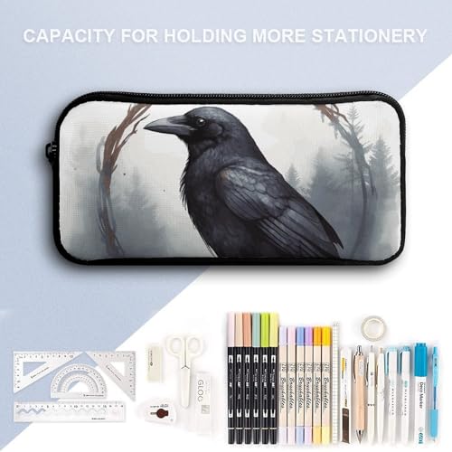 Black Crow Backpack Set Lightweight Bag Lunch Box Pencil Bags for Women Men Bookbags 3 in 14