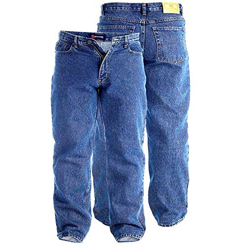 Hombre Rockford Duke Azul Desgastado 34 Largo Pernera Interior Vaquero Corte Cómodo Grande Talla Adulto Pantalones - Azul Desgastado, 52 Waist