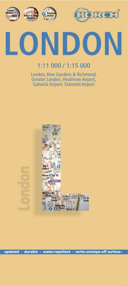 London: Kew Gardens and Richmond/Heathrow/Gatwick: London, Kew Gardens & Richmond, Greater London, Heathrow Airport, Gatwick Airport, Stansted Airport (Borch Map)