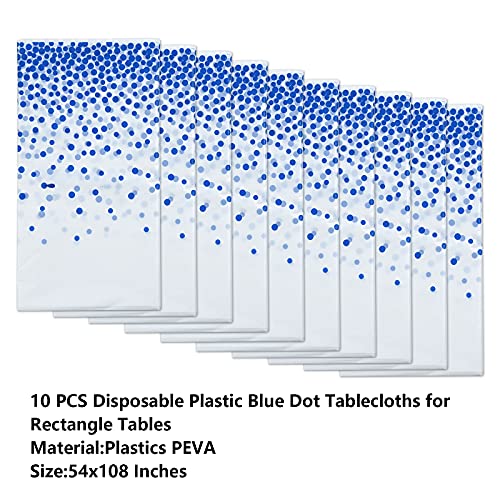 Mtreo 10 Pack 54" X 108" Plastic Tablecloths Rectangular Tablecloths Blue Dot Disposable Tablecloths For Rectangle Tables Dining Table Covers Cloth For Parties, Picnic, Wedding, Anniversary #TOP1