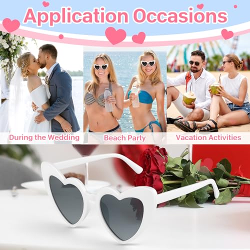 6/12/24/48 Pack Heart Sunglasses Vintage Heart Shaped Glasses Bulk Bachelorette Sunglasses for Women Wedding Party4