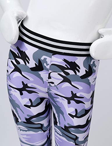 Feeshow Girls Two Piece Sports Bra Crop Top With Athletic Leggings For Gymnastic Dance Workout Outfit Tracksuit Set Lavender Camouflage 10 #TOP3