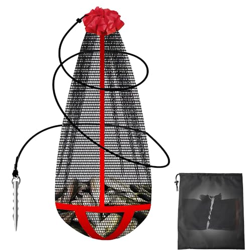 TONGIHS 1 Pieza Bolsa de Red de Pesca, Bolsa de Colección de Pescados, Red de Pesca de Nylon, Bolsa de Malla Fina Gruesa Larga Plegable (H 100 cm, Ø 38 cm)