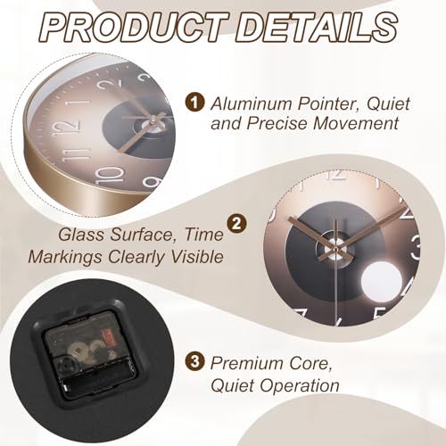 Horloge murale moderne PATIKIL anti tic-tac grise pour bureau