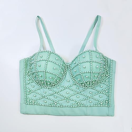 Image of VEENDEO Women's Strap Beads Bustier Corset Crop Top Club Party Bra