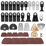 109stk Sägeblätter Kit, Multifunktionswerkzeug Oszillationssäge Oszillierendes Sägeblatt Zubehör Set Multitool Werkzeug Mix Klingen Kompatibel mit Fein Multimaster, Dremel, Makita, Rockwell und Worx