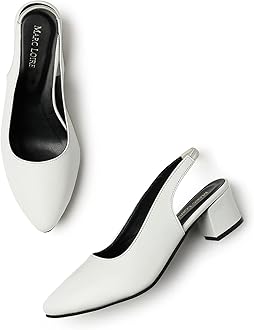 Marc Loire Women's Pointed Toe Block Heel Pumps for Office, Party and Formal Occasions