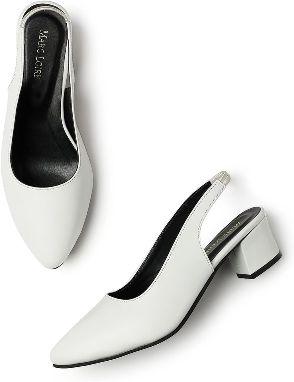 Marc Loire Women's Pointed Toe Block Heel Pumps for Office, Party and Formal Occasions
