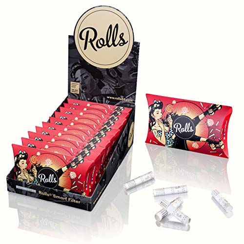 Rolls Smart Filter Tips - 400 Stück (8mm Large) 10x VIP 40 Pack Rot (Display) | Rolls69 Vorteilspack | Eindrehfilter mit Kühlsystem - Spezial fertig vorgerollter FilterTip - Keine Aktivkohle