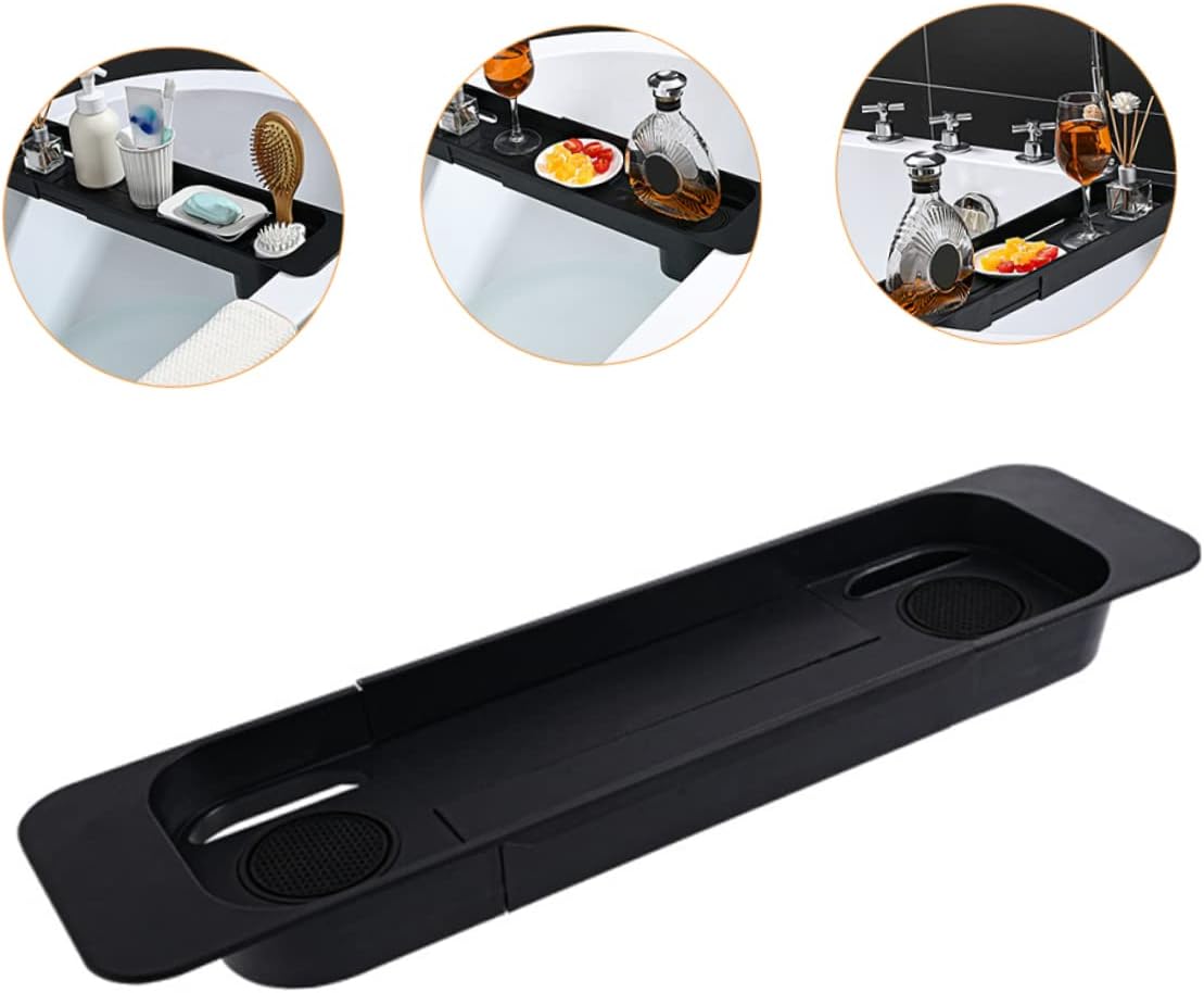 DECHOUS Telescopic Plastic Bathtub Storage Rack Adjustable Bath Tray for Organizing Fits Most Tubs for Bathroom Accessories and Relaxation