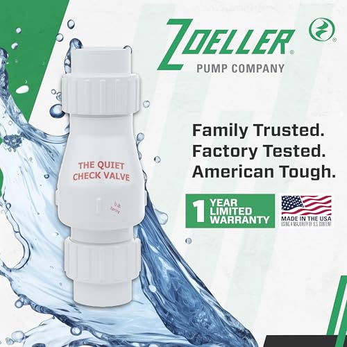 Zoeller 30‑0040 Quiet Check Valve 1-1/2″ PVC Full Flow Solvent‑Weld Union for Sump Pump Discharge – Backflow Prevention, Water Hammer Reduction, 50 PSI Rated - Thumbnail 6