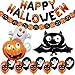 Produktbild Jonami Halloween Deko Set, Happy Halloween Dekoration Folienballons Girlande, Große Fledermaus und Geistern,Kürbisse Wimpelgirlande,Ballons fur Halloweenparty Kinder