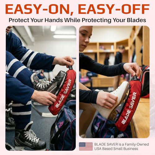 GlideDry Ice Skate Guards - Premium Ice Skate Soakers for Figure Skating & Hockey | Absorbent, Moisture Wicking Terry Cloth Lining | Quick-Dry, Machine Washable, Fits Multiple Sizes (Red, Medium)