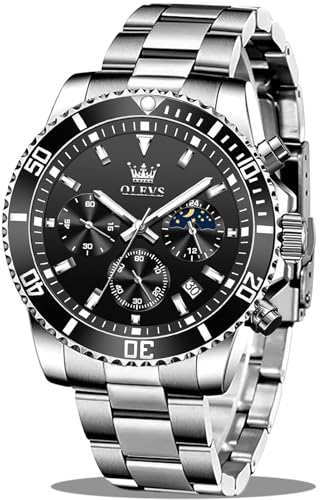 Image of OLEVS Mens Stainless Steel Watch Fashion Luxury Big Face Analog Waterproof