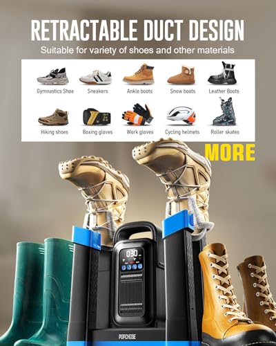 POPCHOSE Heavy-Duty Boot Dryer, Upgraded Shoe Dryer Helps Reduce Odor, Glove & Boot Warmer, Fast 1.5-Hour Drying Dual Dir Duct with Heating Blower, Silent & Adjustable Timer Blue