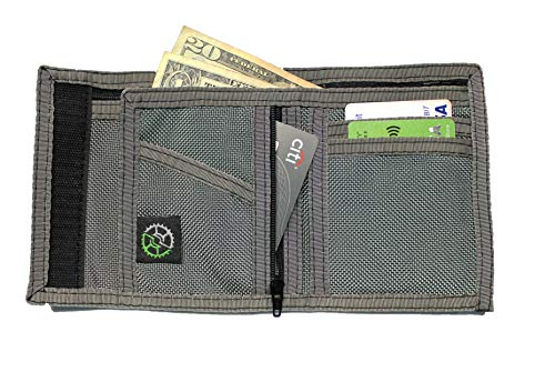 Ballistic Nylon Bifold Wallet with Zippered Coin Pocket (Grey) - Made in USA2