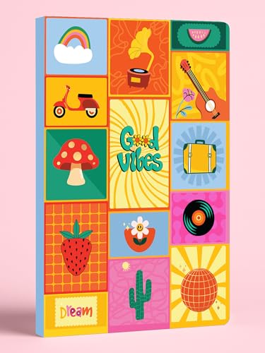 Image of DOODLE A5 Undated Notebook - 160 Pages (12 Month Planner + 148 Ruled Pages), Soft Cover Journal with 80 GSM Thick Paper, Retro Design Diary for Work, Study, Office, Travel & Gifting