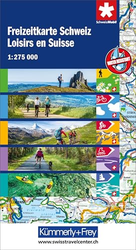 Kümmerly+Frey Wanderkarte Freizeitkarte Schweiz 1:275.000: Detaillierte Karte für spannende Wandertouren, Velotouren, Mountainbiketouren, Kanutouren und Skatingtouren! Wetterfest und matt laminiert