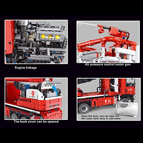YOKES Technik Feuerwehrauto mit 8 Motoren, 4629 Teile Technik Ferngesteuert Feuerwehr LKW mit Kranarm Modell Bausatz… – Bild 8