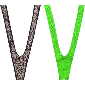 FUIPVGI 2 Pieces Borat Mankini Men's High Cut Briefs Swimsuit Thong String V Shape Party Costume Bikini for Men One Size