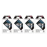 Fujifilm Instax Mini Instant Film BLACK FRAME 4-PACK BUNDLE SET , Film Black Frame ( 10 x 4 ) for Mini 90 8 70 7s 50s 25 300 Camera SP-1 Printer