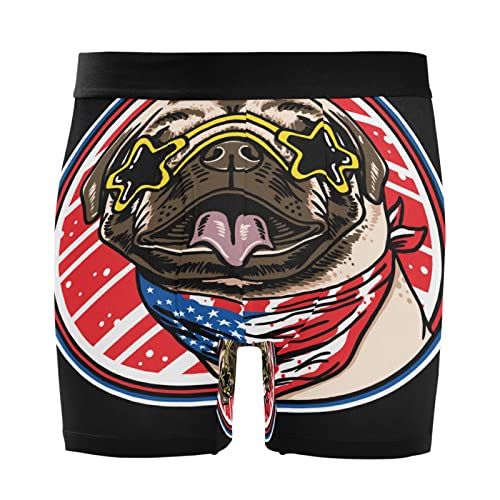 Calzoncillos para hombre Vnurnrn pack de 2 bóxer con estampado de perro pug y bandera americana