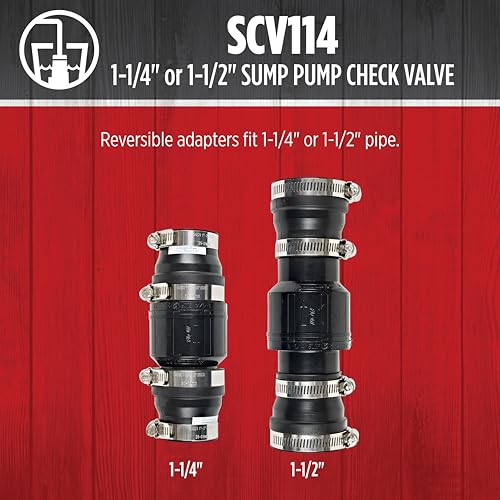 Image of Red Lion SCV114 1-1 /4-Inch and 1-1 /2-Inch ABS Vertical Sump Pump Check Valve, Black, 14942901 (Pack of 6)