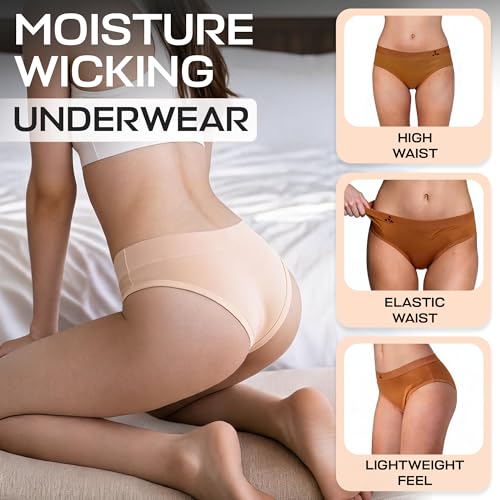 Image of Balanced Tech Moisture Wicking Underwear for Women, Seamless Workout Hipster Brief Bikini Panties
